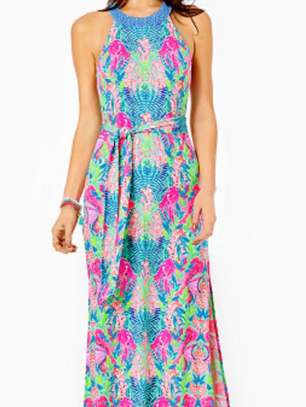 Lilly Pulitzer Montgomery Reflections Engineered Halter Jersey Maxi Dress Medium